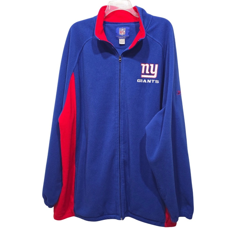 Vintage Reebok NFL New York Giants Full Zip Fleece Jacket Mens 5XLT Blue Red